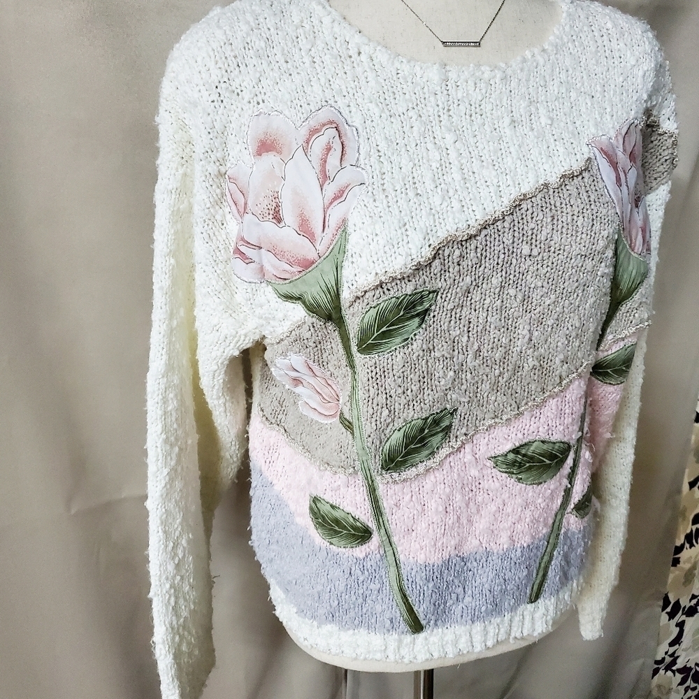 VINTAGE | Colleen's Colectibles Floral Sweater sz M - Picture 2 of 6